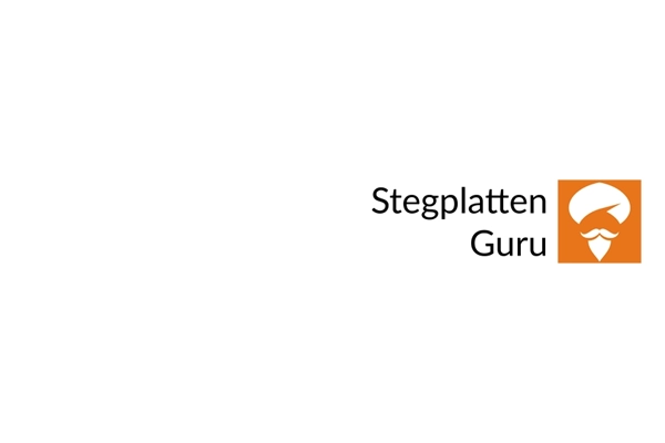 Stegplatten Guru logo with orange icon and text.