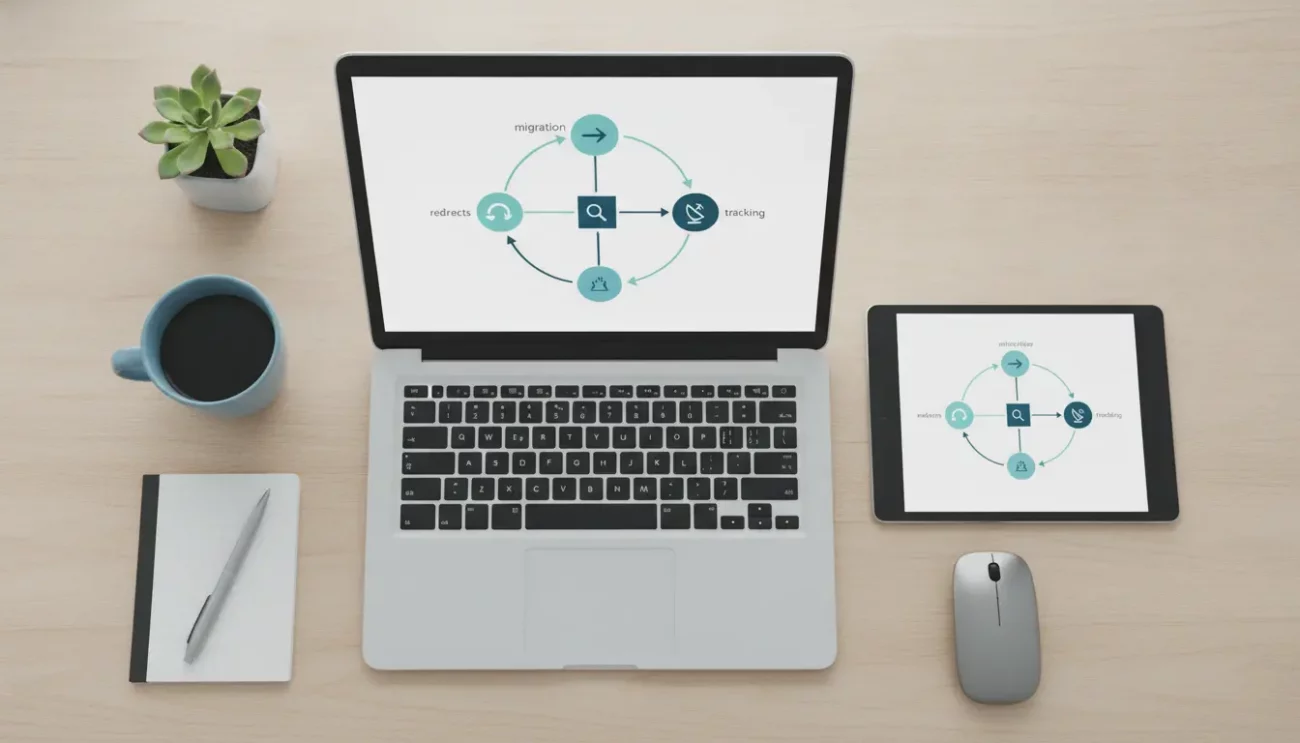 Laptop und Tablet zeigen Diagramm-Darstellung auf Schreibtisch.